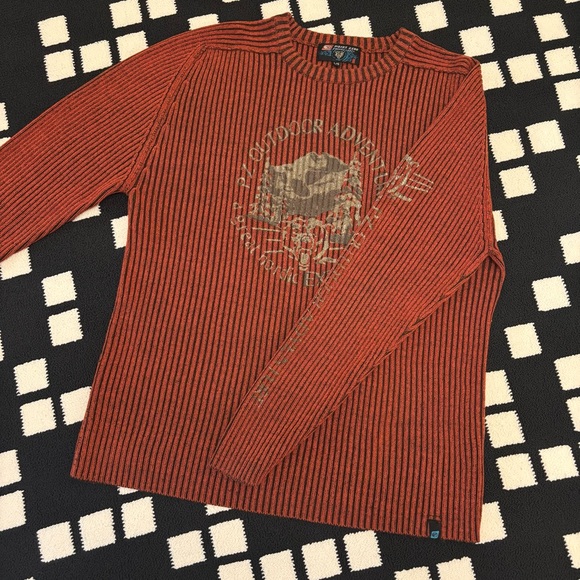 Point Zero Orange Label y2k Pullover Ribbed Top Large - Picture 5 of 14